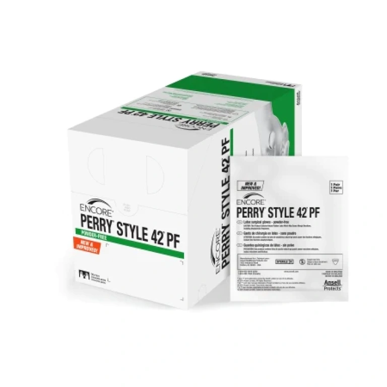 Ansell #5711103PF Surgical Glove ENCORE® Perry® Style 42® PF Size 7 Sterile Pair Latex Extended Cuff Length Smooth White Not Chemo Approved