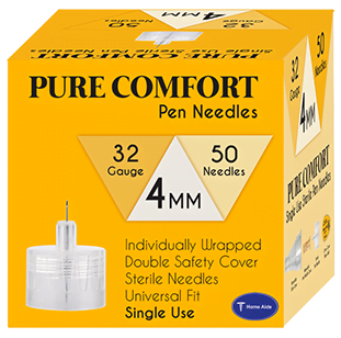Pure Comfort Insulin Pen Needles 32G 4mm 50cnt