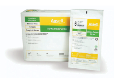 Ansell #8513 Surgical Glove Derma Prene® Ultra Size 6.5 Sterile Pair Polyisoprene Extended Cuff Length Smooth Green Chemo Tested