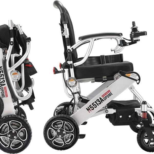 Intelligent Lightweight Foldable Electric Wheelchairs, Compact (Net Weight 43 lbs) Power Wheelchair, Portable Folding Carry Wheelchair, Durable Wheelchairs (12.6 x 22 x 28)