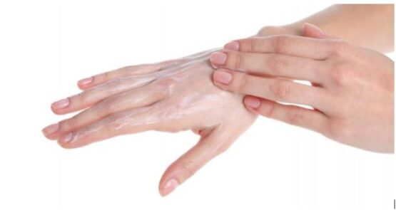 A simple ointment is applied to the hand