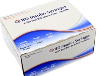 BD 328466 Syringe 0.5cc 30 Gauge 1/2 Inch U100 Ultra-Fine Insulin 500/CS