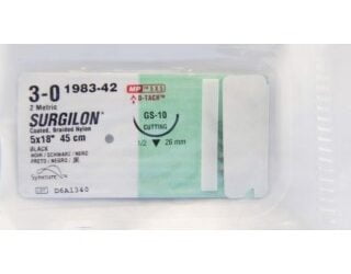 Covidien 8886198342 - SUTURE, SURGILON, BLK, 3/0, 5X18", C-6/GS-10, 24/BX