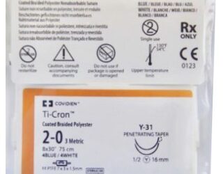 Covidien 8886321956 - SUTURE, TICRON, W-B, 2/0, 8X30", Y-31, D / A, 6/BX