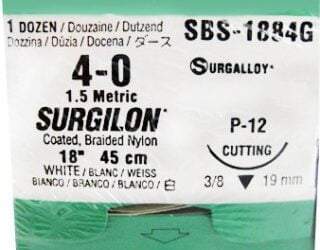 Covidien SBS1884G - Suture Surgilon Nylon Wht P12 4-0 18" 12/BX