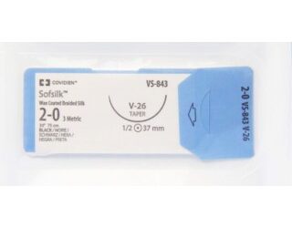 Covidien VS843 - SUTURE, SOFSILK, BLACK, 2/0, 30", V-26, 36/BX