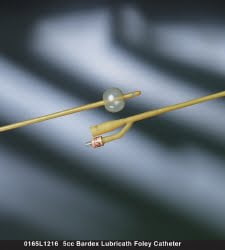 Bard # 163657 Foley Catheter Bardex® Lubricath® 2-Way Standard Tip 5 cc Balloon 28 Fr. Hydrophilic Polymer Coated Latex