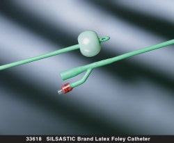 Bard # 289364 Foley Catheter Silastic® 2-Way Round Tip 5 cc Balloon 24 Fr. Silicone Coated Latex