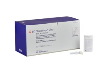 BD 930480 Skin Prep Solution ChloraPrep Clear 1 mL Foam Applicator 2% / 70% Strength CHG (Chlorhexidine Gluconate) / Isopropyl Alcohol Sterile 60/BX, 240/CS