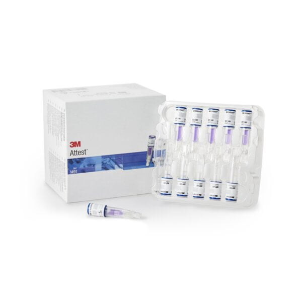 3M 1491 Attest Rapid Readout Sterilization Biological Indicator Vial Steam 2-1/2 Inch 200/CS