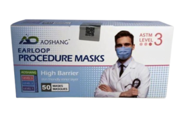 AOSHANG F2100-19 Aoshang ASTM Level 3 High Performance Procedure Mask 98% filtration Disposable (50/BX)