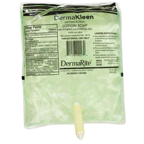 DermaRite 0090BB Antimicrobial Soap DermaKleen® Lotion 800 mL Dispenser Refill Bag Scented (12/CS)