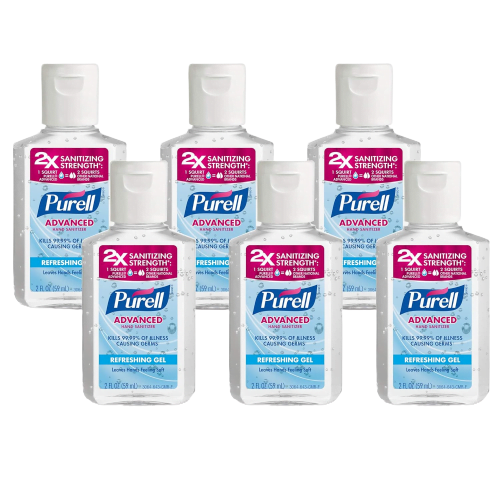PURELL 3155-04-EC Advanced Hand Sanitizer Refreshing Gel Clean Scent 2 fl oz Travel Size Flip Cap Bottle (Pack of 6)