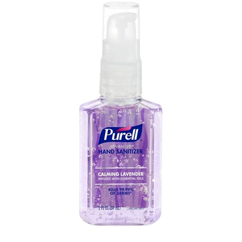 PURELL 3905-04-EC Advanced Hand Sanitizer Gel Infused with Essential Oils Calming Lavender 2 fl oz Travel-Size Pump Bottle (Pack of 6)
