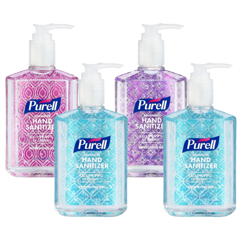 PURELL 9652-06-ECDECO Advanced Hand Sanitizer Refreshing Gel Design Series Clean Scent 8 Fl Oz Pump Bottle (Pack of 4)