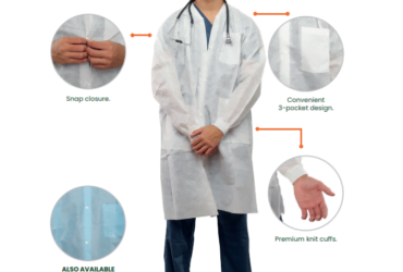 Sol-Millennium LAC001XXL Sol-M 3-Pocket Lab Coat White XXLarge (100/CS)