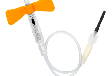 Sol-Millennium PBLA2512 Sol-Guard Safety Pull-Button Blood Collection Needle with pre-attached holder 25G x 3/4" w/ 12" tubing (200/CS)