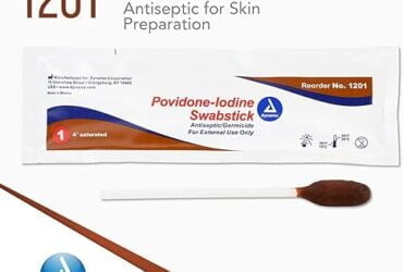 Dynarex 1201 Povidone Iodine Swabsticks 1 swabstick per pack CS/500