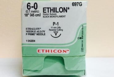 Ethicon 697G 6-0 Ethilon Black 1 in. X 18 in. P-1 P-1 11mm. 3/8 Circle BX/12