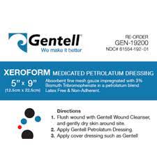 Gentell GEN-19200 XeroForm Medicated Petrolatum Dressing 5x9 in.