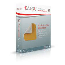 HealQu 9021501 Silicone Ag Foam Dressing, Without Border, 4.3 in. x 4.3 in. BX/5