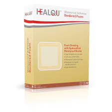 HealQu 9021510 Waterproof Adhesive Border Foam Dressing 6 in. x 6 in. BX/10