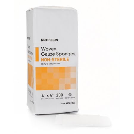 TM McKesson 44122000 Cotton Gauze Sponge 12 Ply 4 in. X 4 in. Square NonSterile CS/10