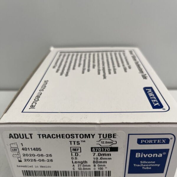 Smiths Medical 670170 Portex Bivona TTS Cuffed Tracheostomy Tube 7 mm.