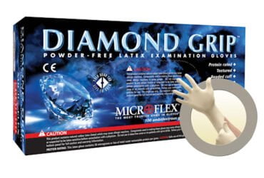 ANSELL HEALTHCARE MF-300-S DIAMOND GRIP NS LATEX EXAM GLOVE, PF, WHITE, SM CS1000