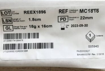 MC1816	BIOPSY INSTRUMENT, PINK SWITCH 18G x 16CM 	CS5