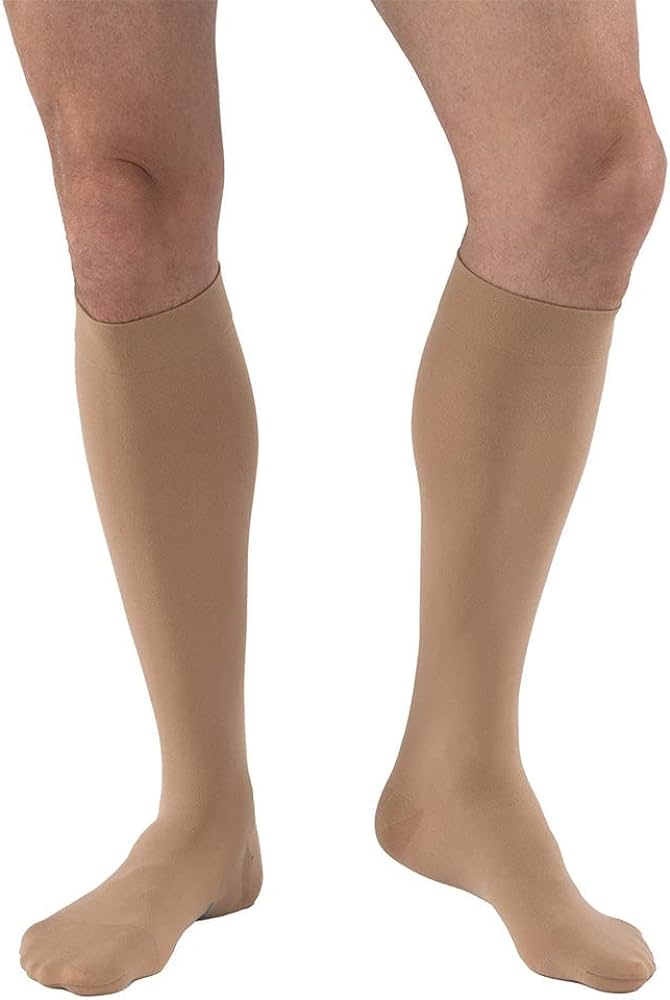 114743 STOCKINGS COMPRESSION KNEE CLOSED TOE BEIGE MEDIUM