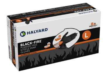 HALYARD 44758 BLACK FIRE NITRILE EXAM GLOVES, LG CS1500