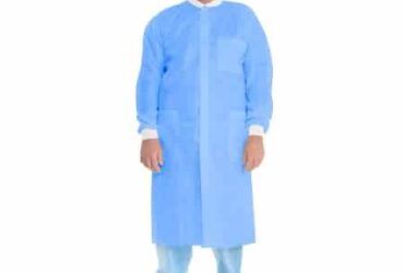 10033 HALYARD 3 LAYER BASIC PLUS LAB COAT, BLUE, SIZE XL, CS25