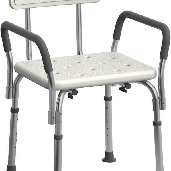 Medline Shower Chair Seat with Padded Armrests with 350 lb Capacity