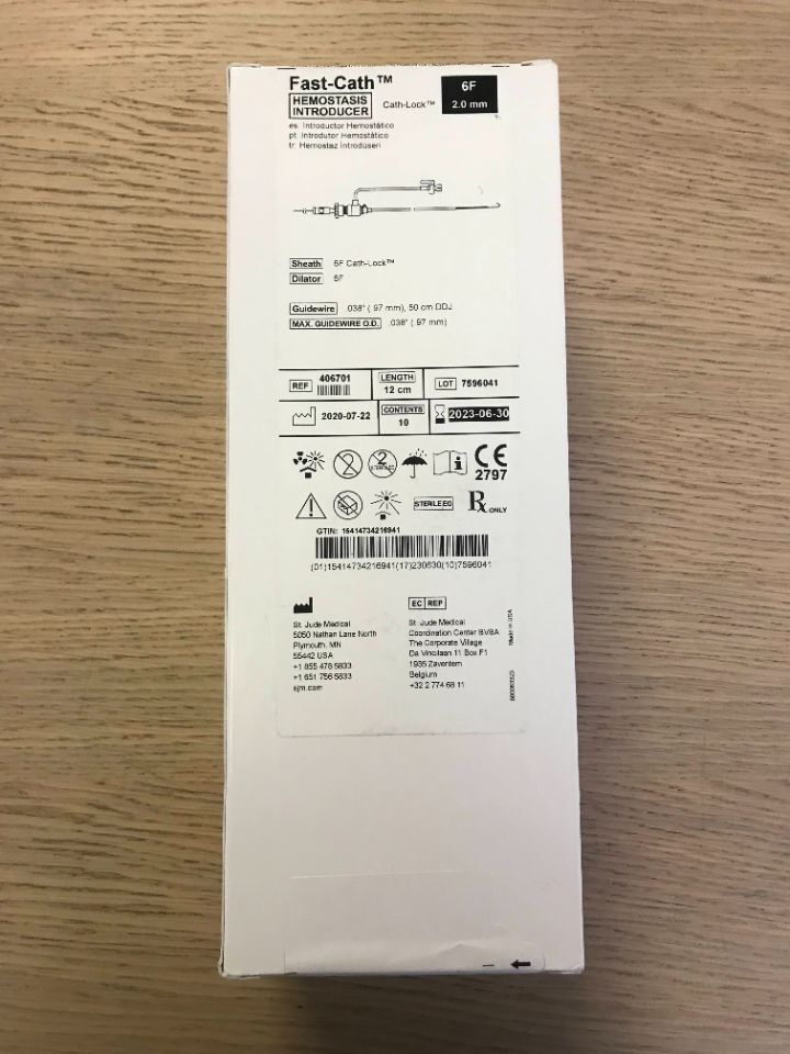 ST JUDE MEDICAL Fast-Cath Hemostasis Introducer 406701