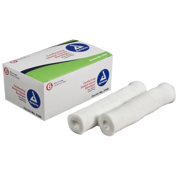 3106 Dynarex Stretch Gauze Bandage Roll N/S 6 – 8/6/Cs (48)