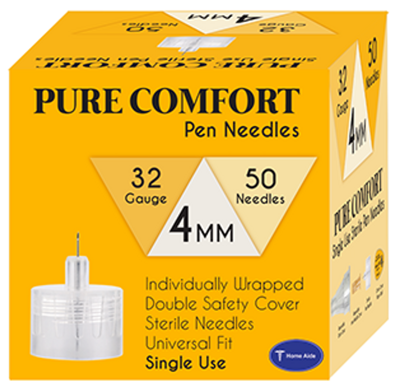 71iI-H0QVZL._AC_SX679_PIbundle-4,TopRight,0,0_SH20_ 5519 Home Aide Pure Comfort Pen Needles 32G 4mm 50ct Pack of 2 - Image 1