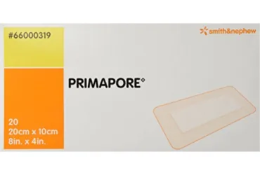 66000319 PRIMAPORE Adhesive Non-Woven Wound Dressing, 8″ x 4″, Pack of 2