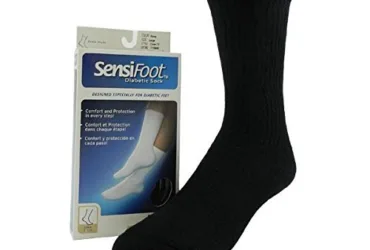 SensiFoot Crew Length Mild Compression Diabetic Sock Medium, Black