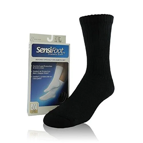 71iI-H0QVZL._AC_SX679_PIbundle-4,TopRight,0,0_SH20_ SensiFoot Crew Length Mild Compression Diabetic Sock Medium, Black - Image 1