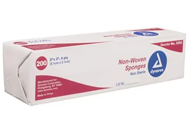 3252 Dynarex Non-Woven N/S 2×2 4 Ply Sponge 20/200/Cs, Pack of 2