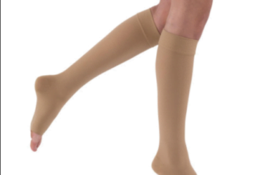 114800 STOCKINGS COMPRESSION KNEE OPEN TOE BEIGE SMALL