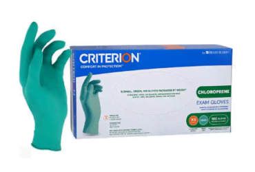 CRPC60DG-XSCriterion Chloroprene Exam Gloves X-Small Standard Green Non-Sterile, 10 BX/CA