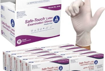 2336 DYNAREX SAFE TOUCH LATEX GLOVES, POWDER FREE, SM 1000CS