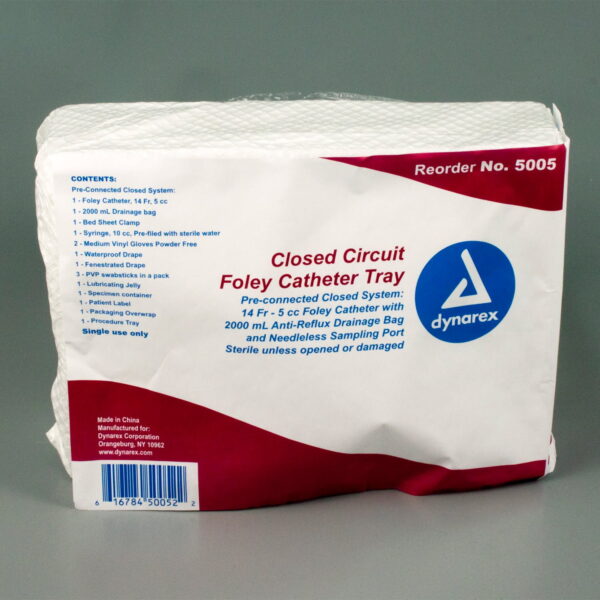 DYNAREX 5005 INDWELLING CLOSED SYSTEM CATHETER TRAY FOLEY 14FR 10CS
