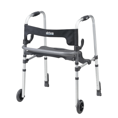Drive Medical 10233 Clever Lite LS Walker Rollator with Seat and Push Down Brakes
