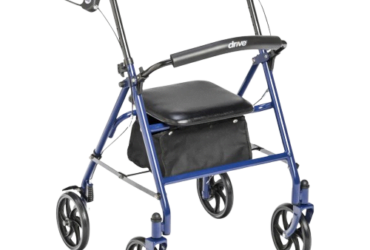 Drive Medical Four Wheel Rollator Rolling Walker with Fold Up Removable Back Support