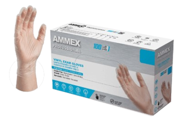 AMMEX Professional Clear Vinyl PF Examination Gloves