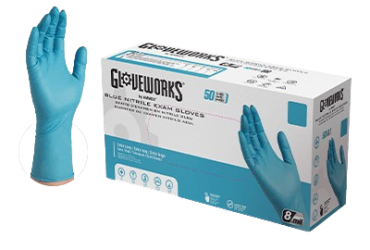 AMMEX Gloveworks Blue Nitrile PF Examination Gloves