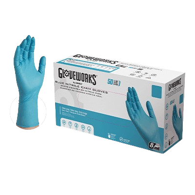 AMMEX Gloveworks Blue Nitrile PF Examination Gloves